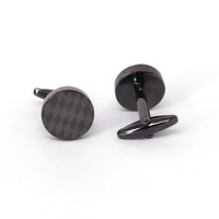 check Flag laser Round Cufflinks in Gunmetal   (Online Exclusive)