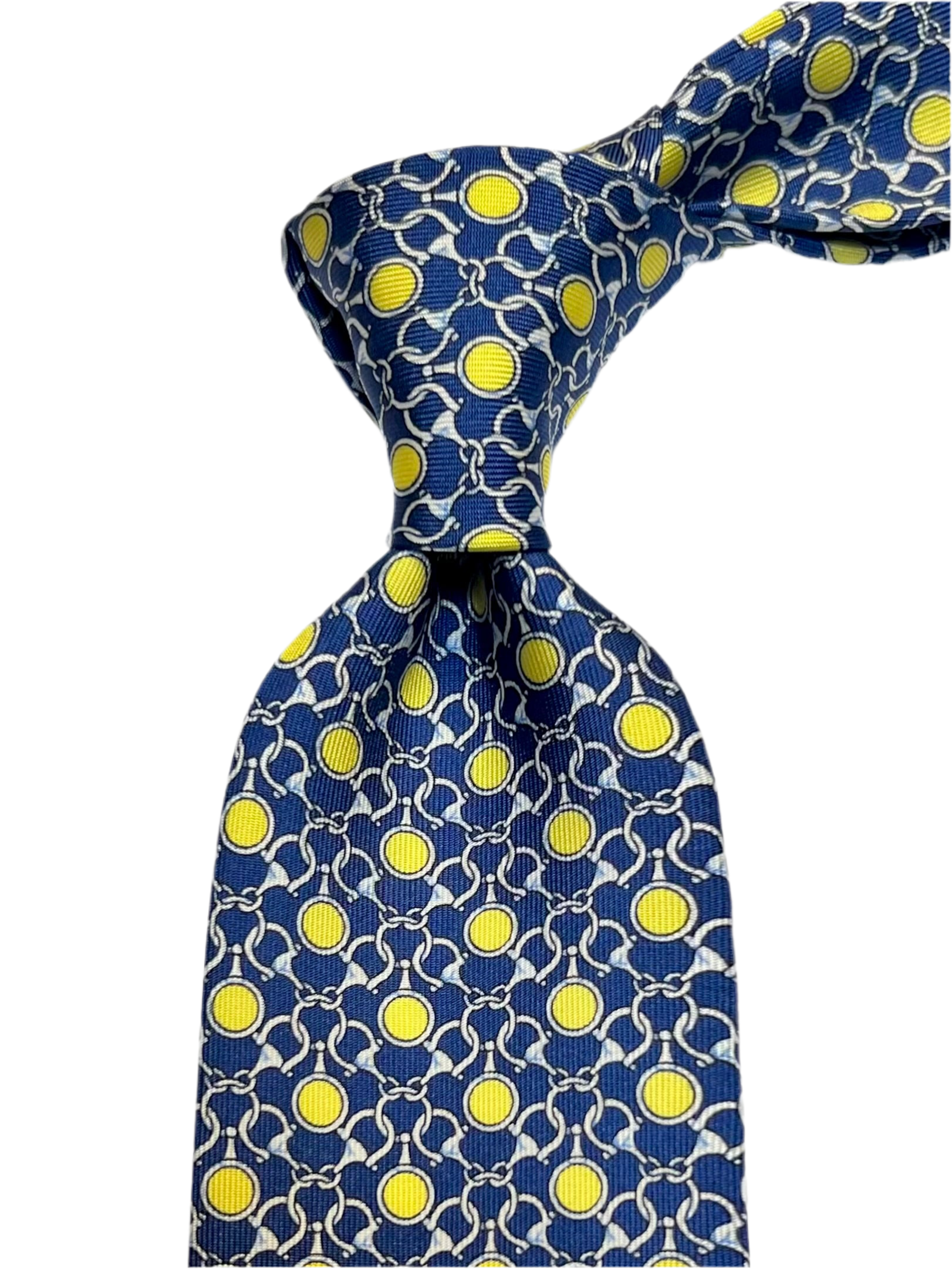 MonsterTie Printed D-Ring Snaffle Bits Navy Yellow Necktie