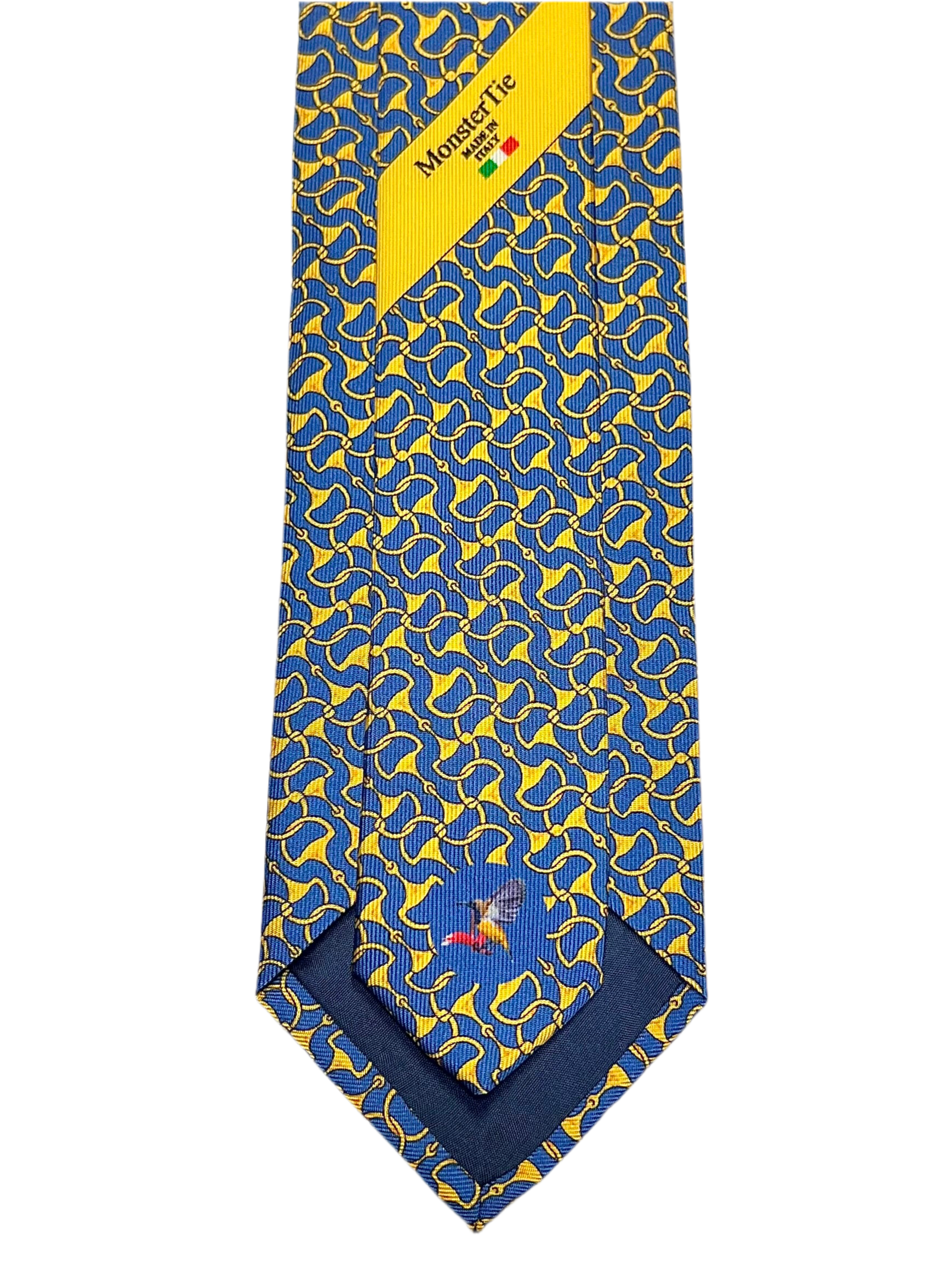 MonsterTie Printed D-Ring Snaffle Navy Gold Necktie