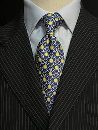 MonsterTie Printed D-Ring Snaffle Bits Navy Yellow Necktie