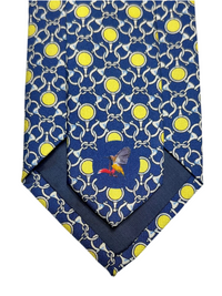 MonsterTie Printed D-Ring Snaffle Bits Navy Yellow Necktie