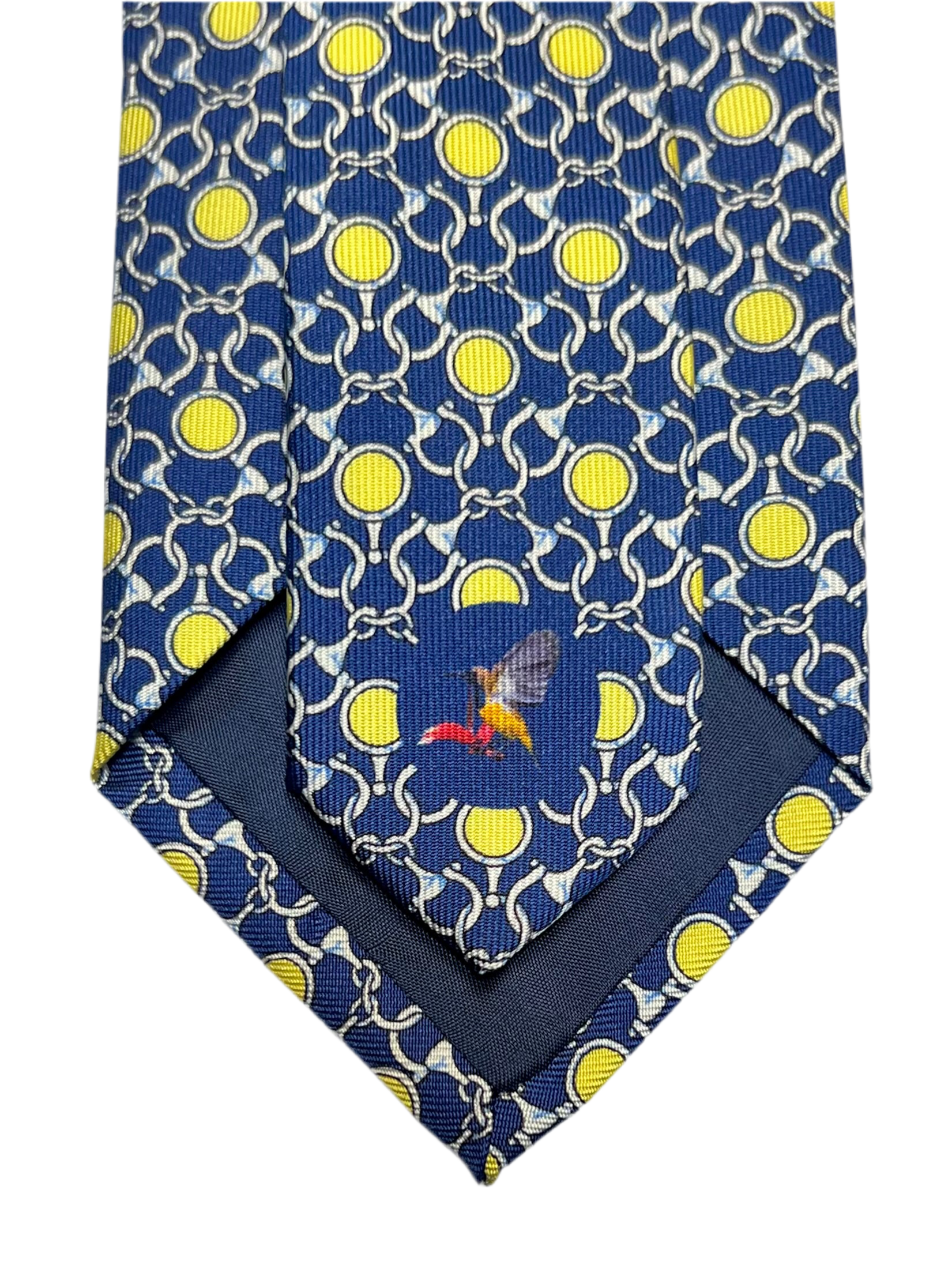 MonsterTie Printed D-Ring Snaffle Bits Navy Yellow Necktie