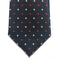 OroTie Square Jacquare Black Background with white and Red diamond