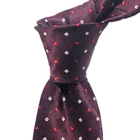 OroTie Square Jacquare Marron Background with white and Red diamond