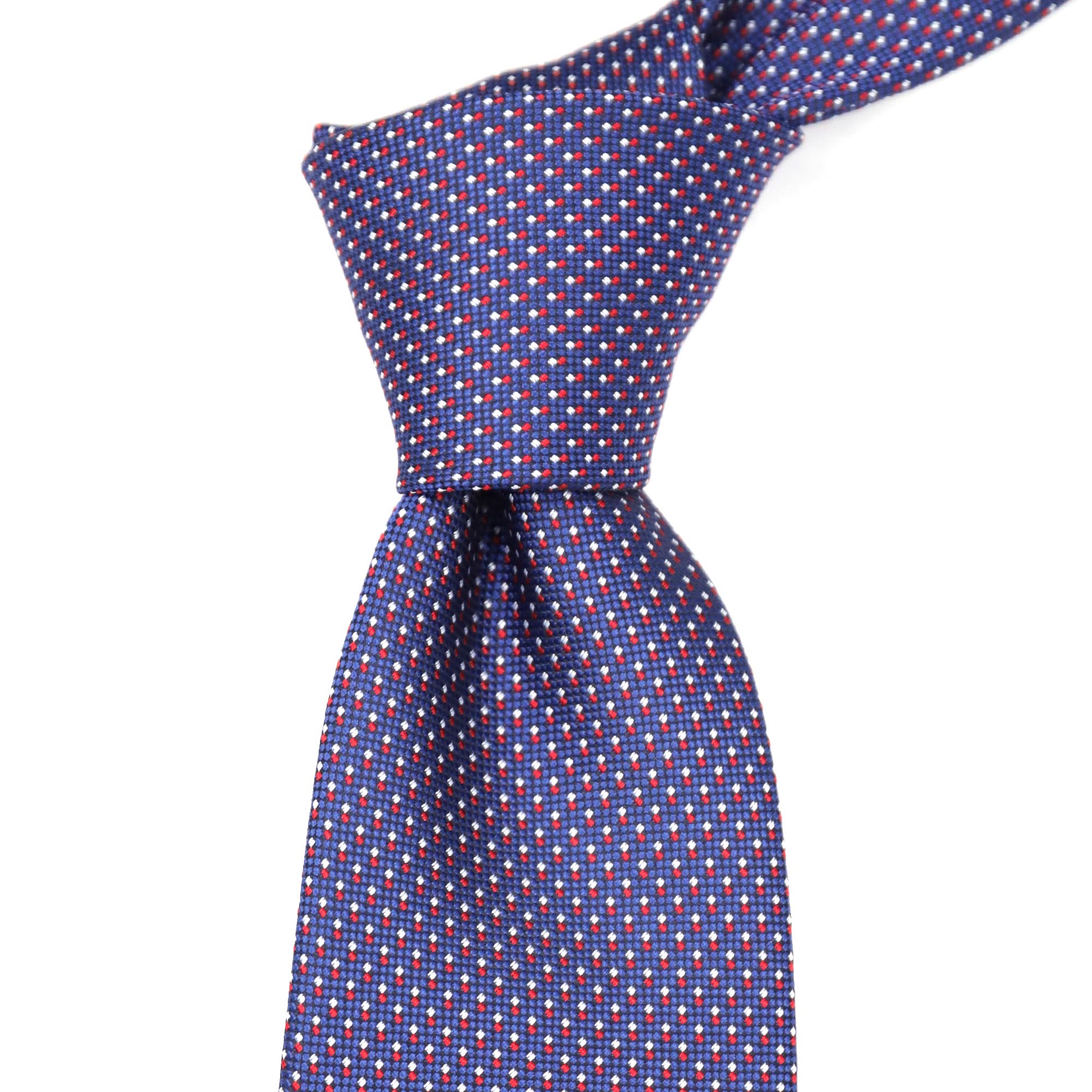 OroTie Jacquare Blue Background with white and Red small Square