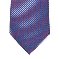 OroTie Jacquare Blue Background with white and Red small Square