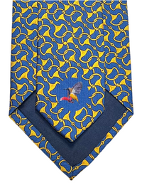 MonsterTie Printed D-Ring Snaffle Navy Gold Necktie