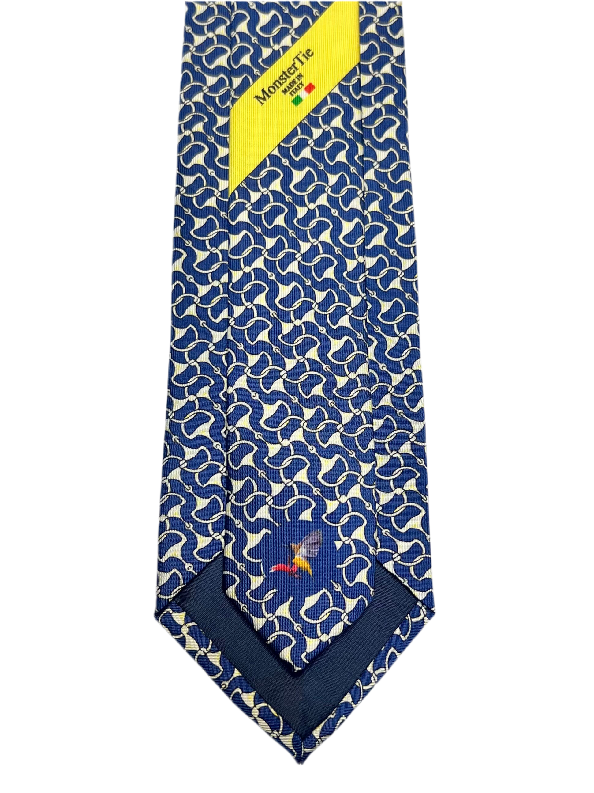 MonsterTie Printed D-Ring Snaffle Navy Necktie