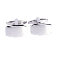 Rectangle Silver Cufflinks with Smooth Edge and Black Enamel Interlining (Online Exclusive)