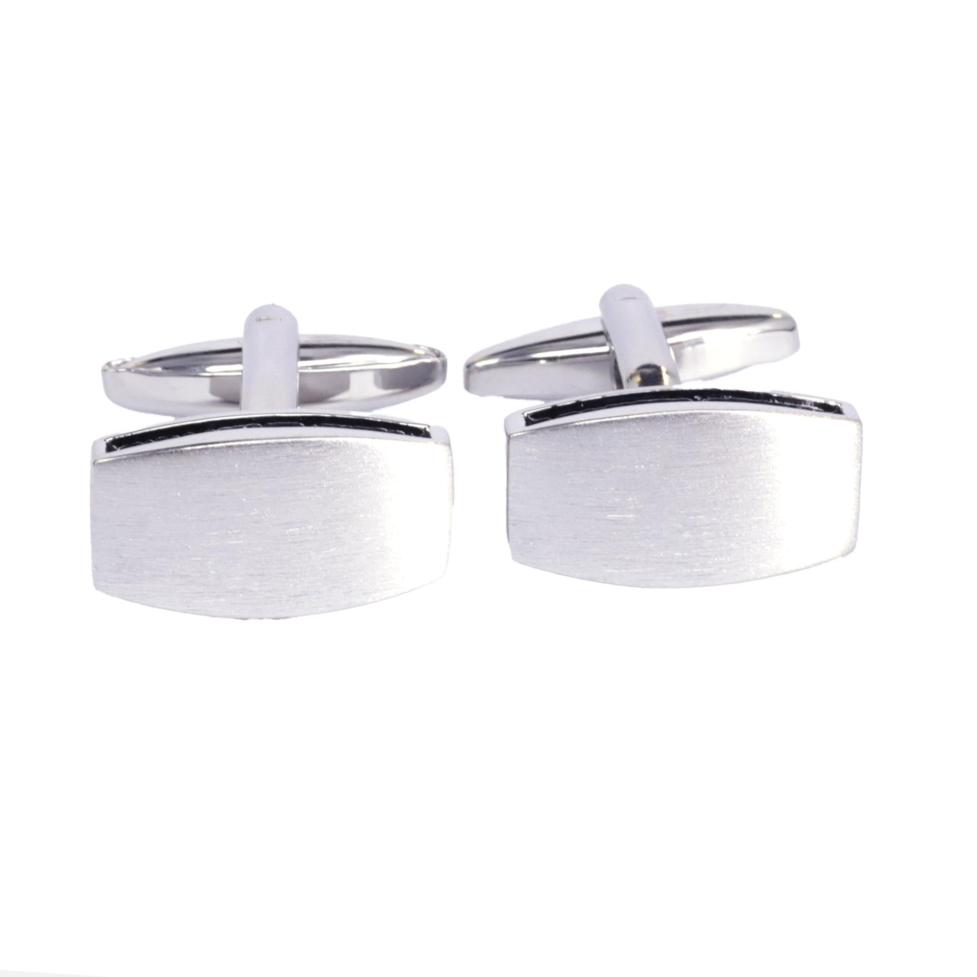 Rectangle Silver Cufflinks with Smooth Edge and Black Enamel Interlining (Online Exclusive)