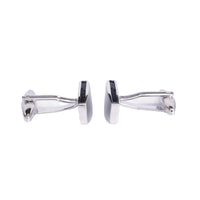 Rectangle Silver Cufflinks with Smooth Edge and Black Enamel Interlining (Online Exclusive)