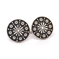 MarZthomson Red Enamel Round Floral Cufflinks (Online Exclusive)