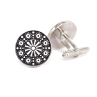 MarZthomson Red Enamel Round Floral Cufflinks (Online Exclusive)