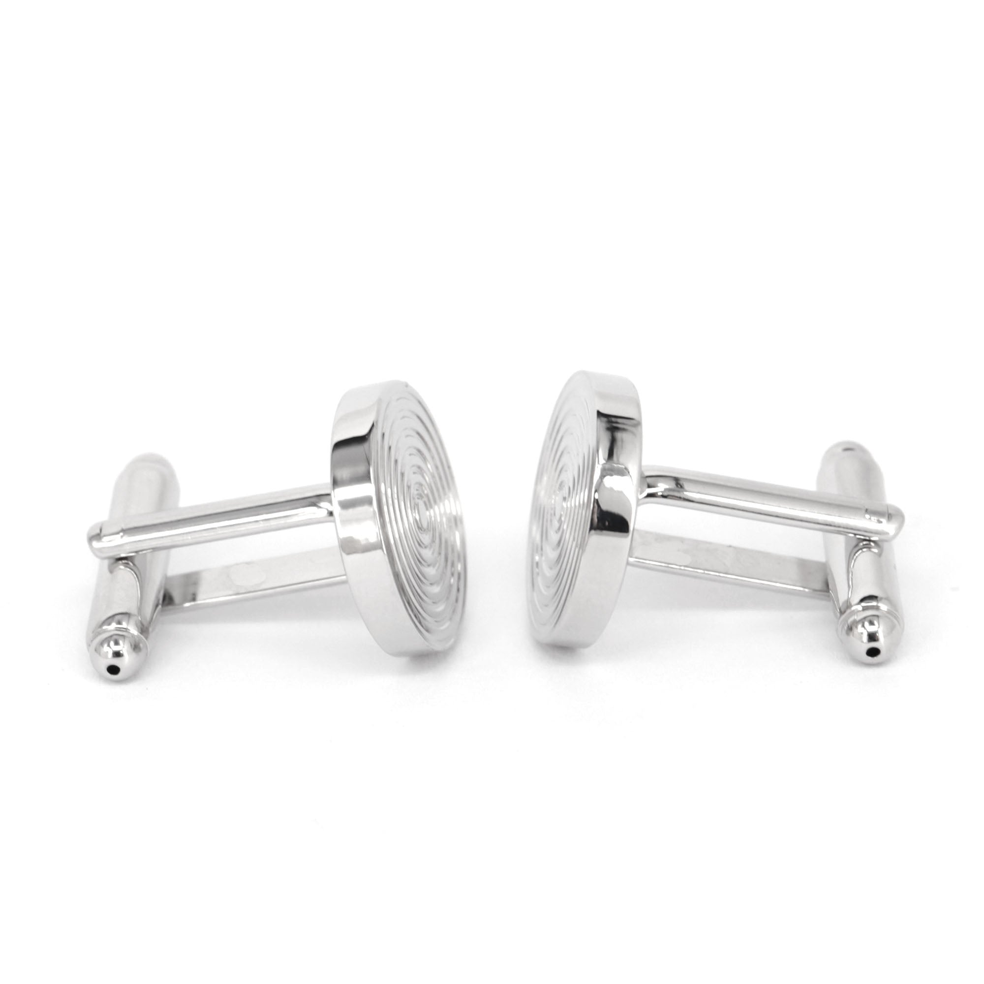 Round Spiral Cufflinks in Silver