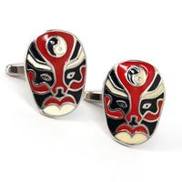 Jing Mask or Chinese Opera mask Black white Cufflinks (Online Exclusive)