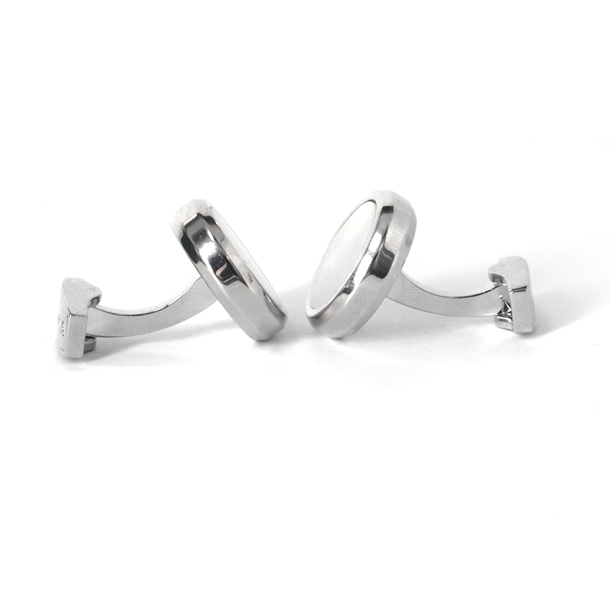 Azthom Round White Mother-of-Pearl Cufflinks