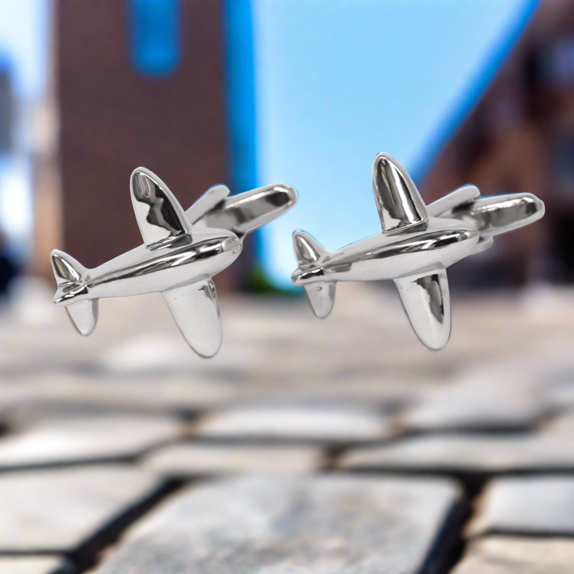 MarZthomson Aeroplane/Airplane Cufflinks in Silver (Online Exclusive)