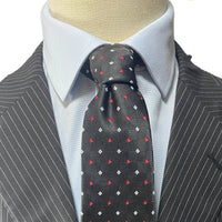 OroTie Square Jacquare Black Background with white and Red diamond