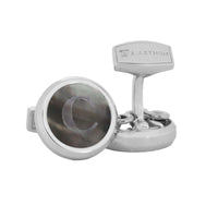 Monogram 蚀刻银袖扣带夹扣盖