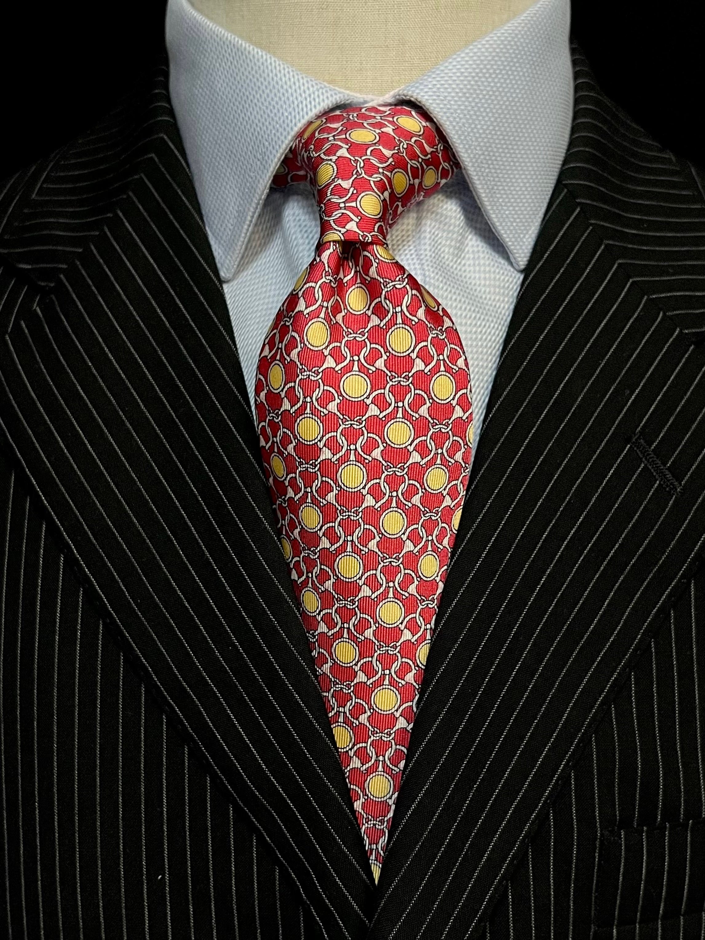 MonsterTie Printed D-Ring Snaffle Bits Red Yellow Necktie