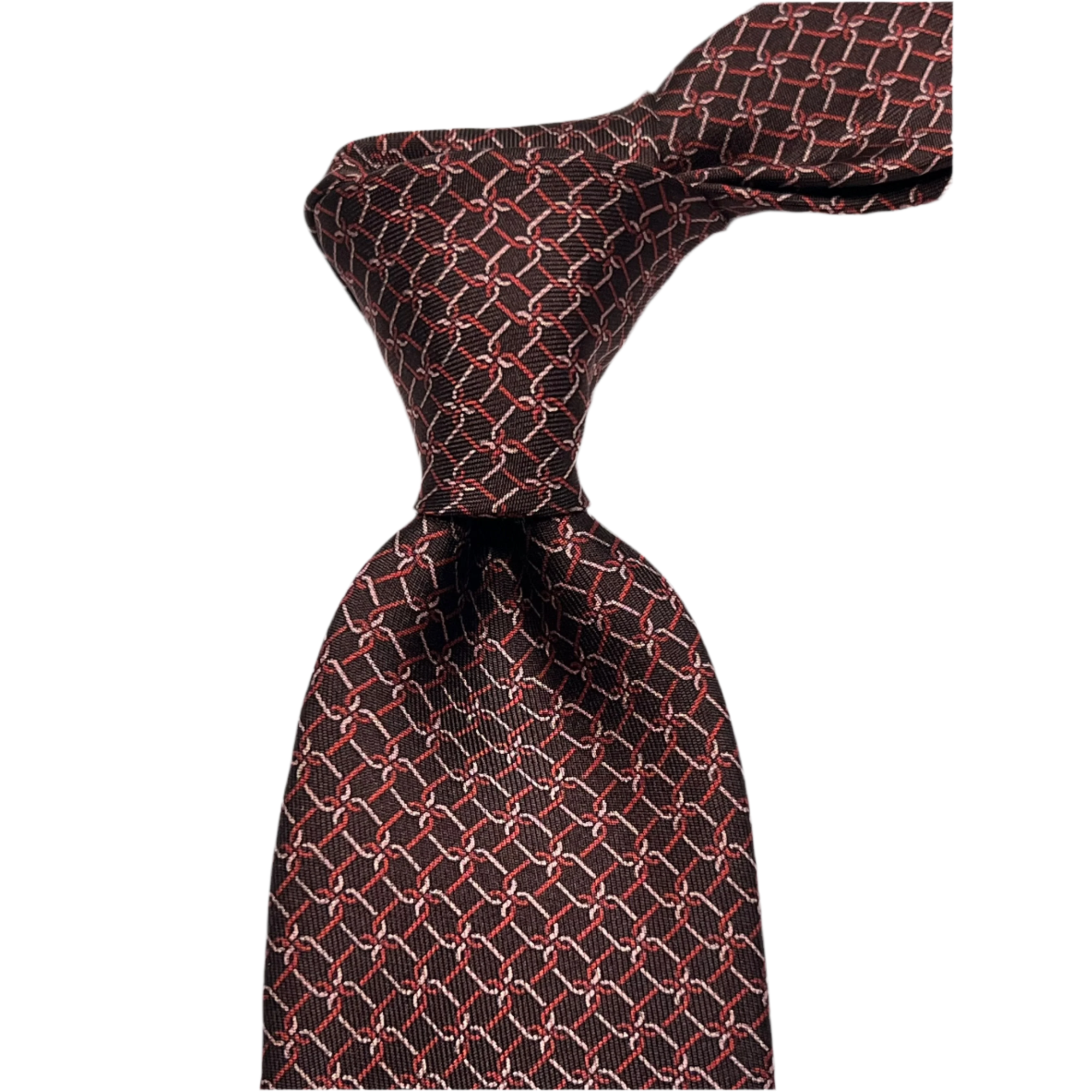 Lanvin Printed Burgundy Ring Cravatta Necktie
