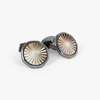 Sunbursts Cufflinks Gunmetal & Grey Mother of Pearl