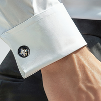 Single Tourbillon Gear Cufflinks Gunmetal and Black Enamel