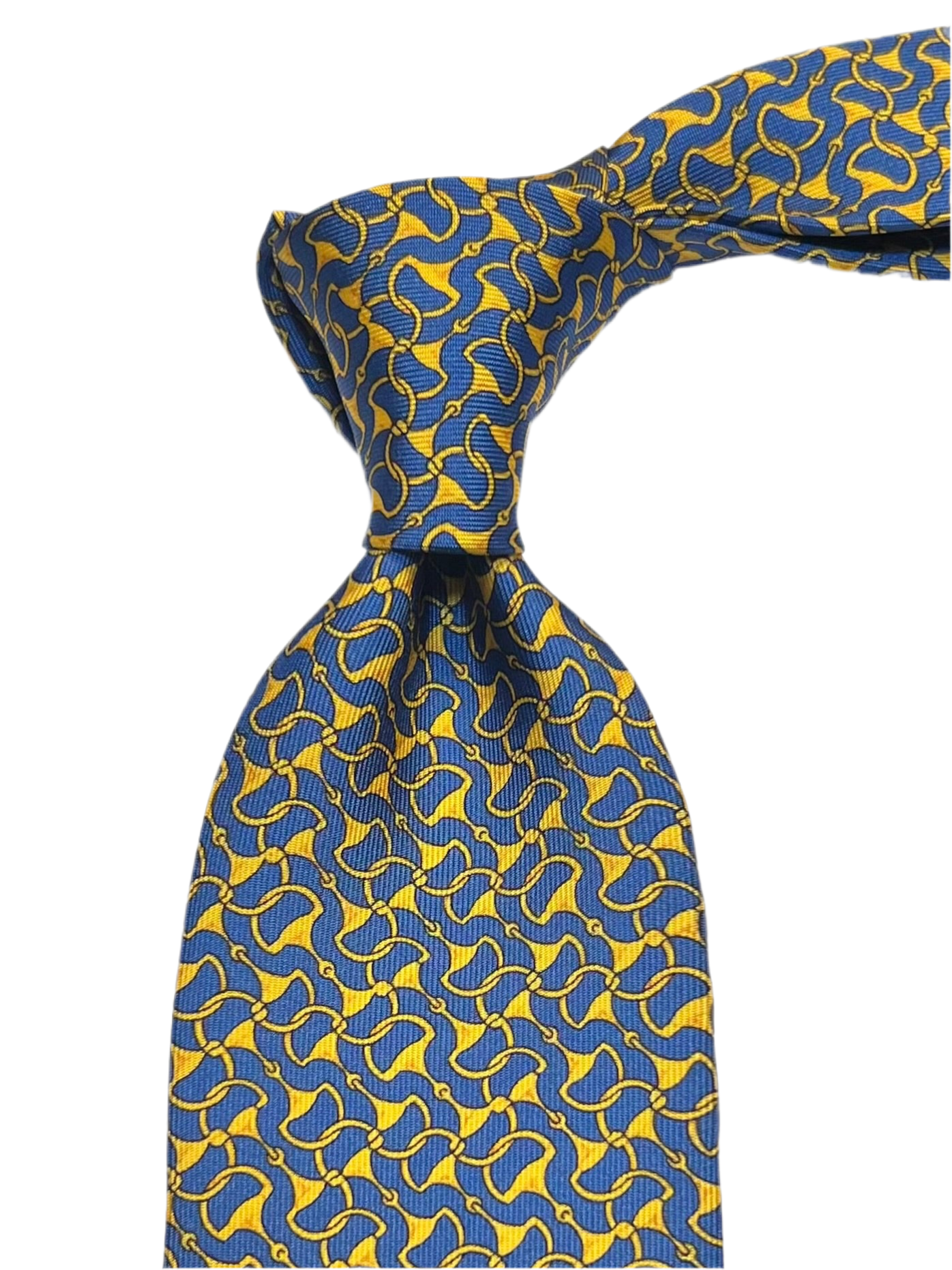 MonsterTie Printed D-Ring Snaffle Navy Gold Necktie