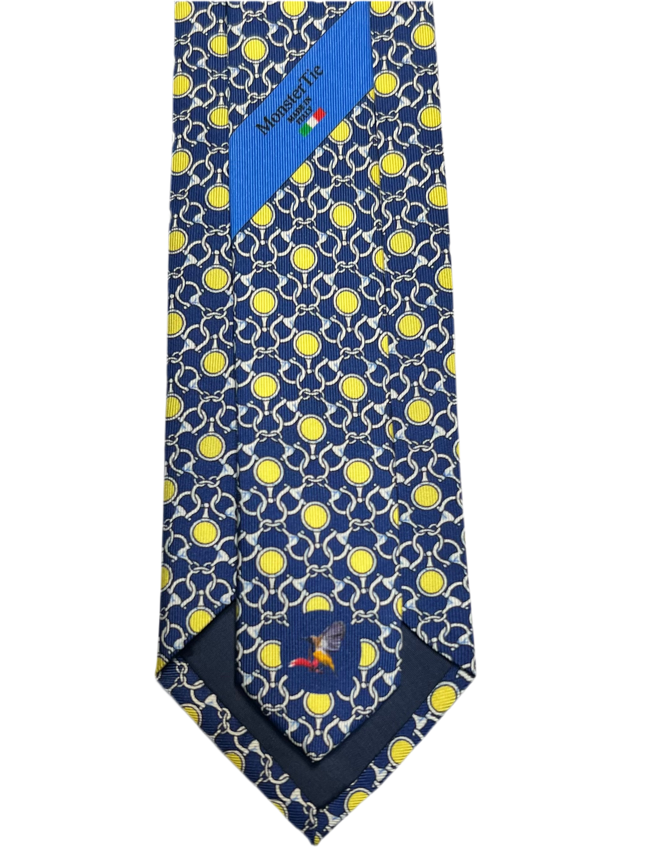 MonsterTie Printed D-Ring Snaffle Bits Navy Yellow Necktie