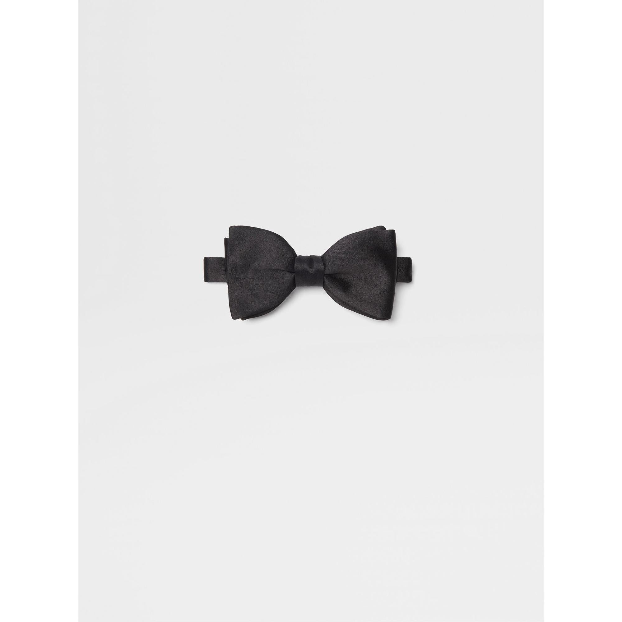 ZEGNA Silk Self Black Bow Ties