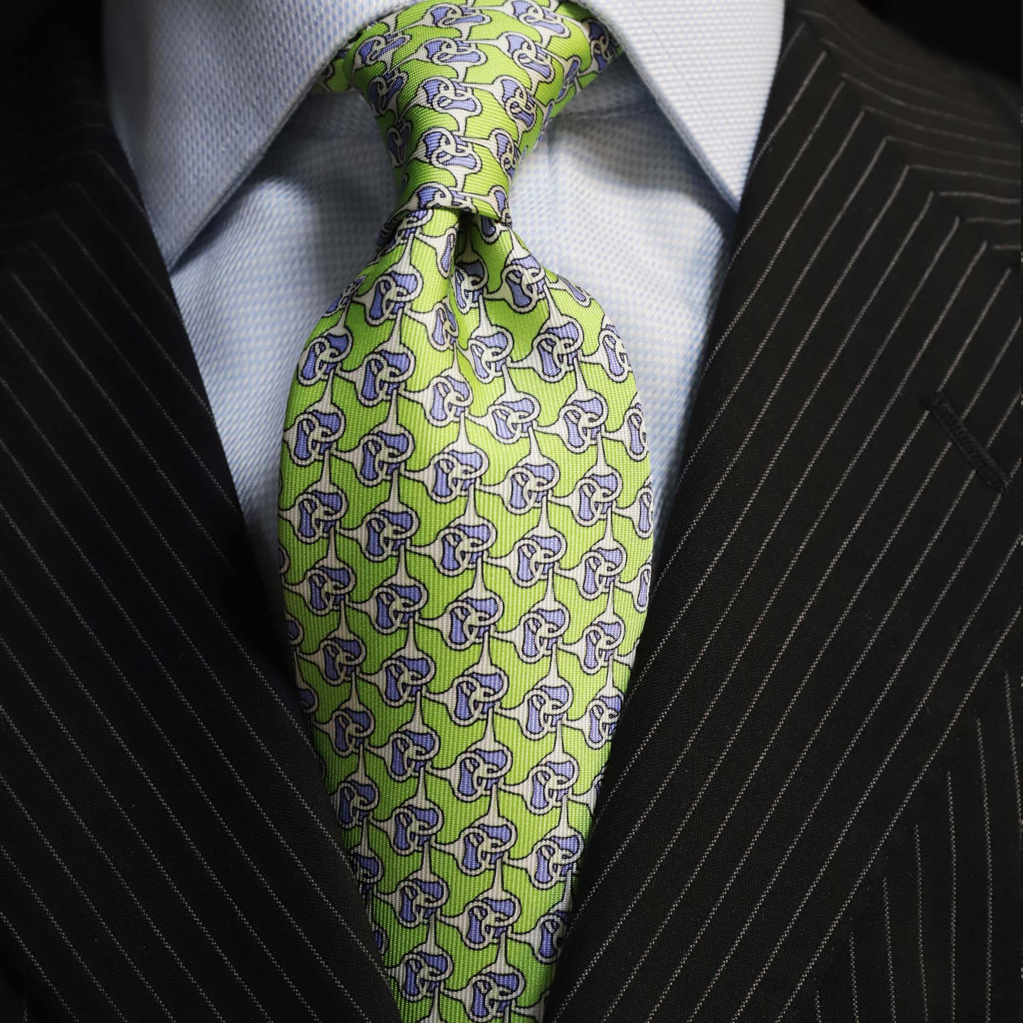 MonsterTie Printed Eggbutt snaffle Green Necktie