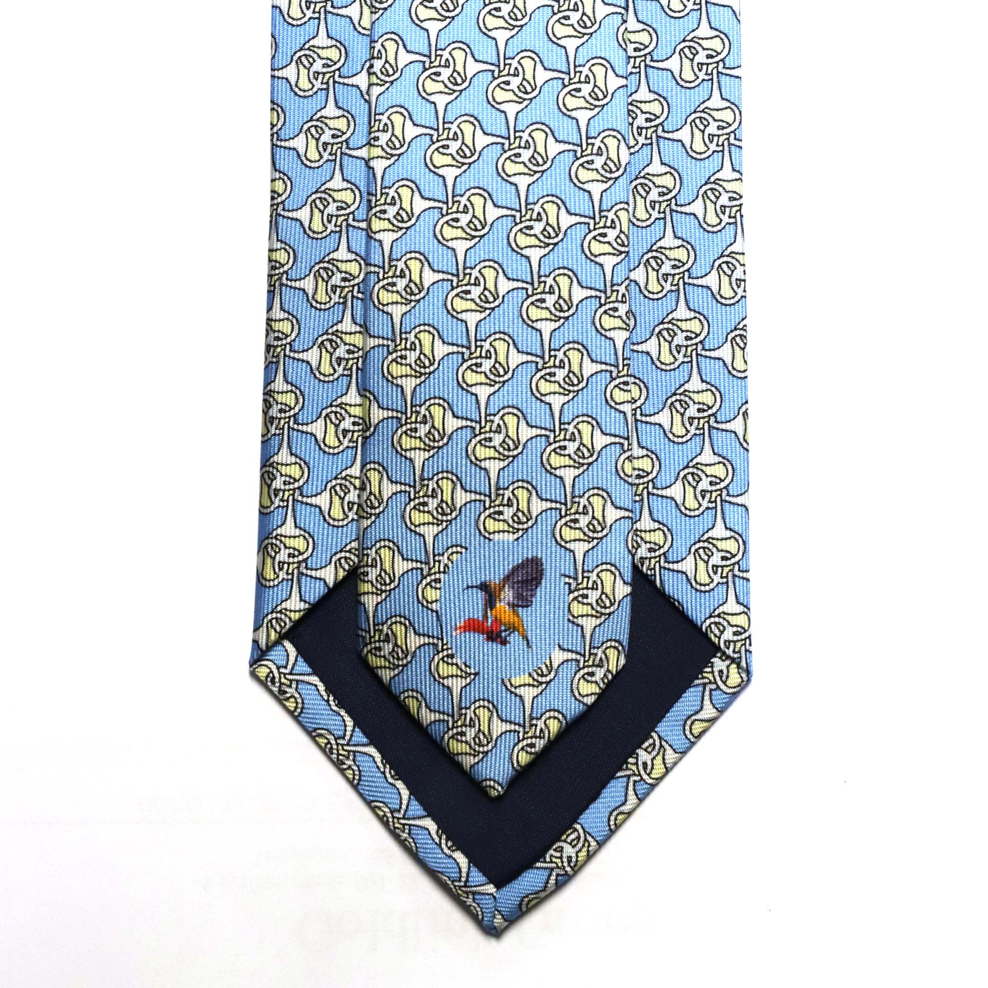 MonsterTie Printed Eggbutt snaffle Light Blue Necktie