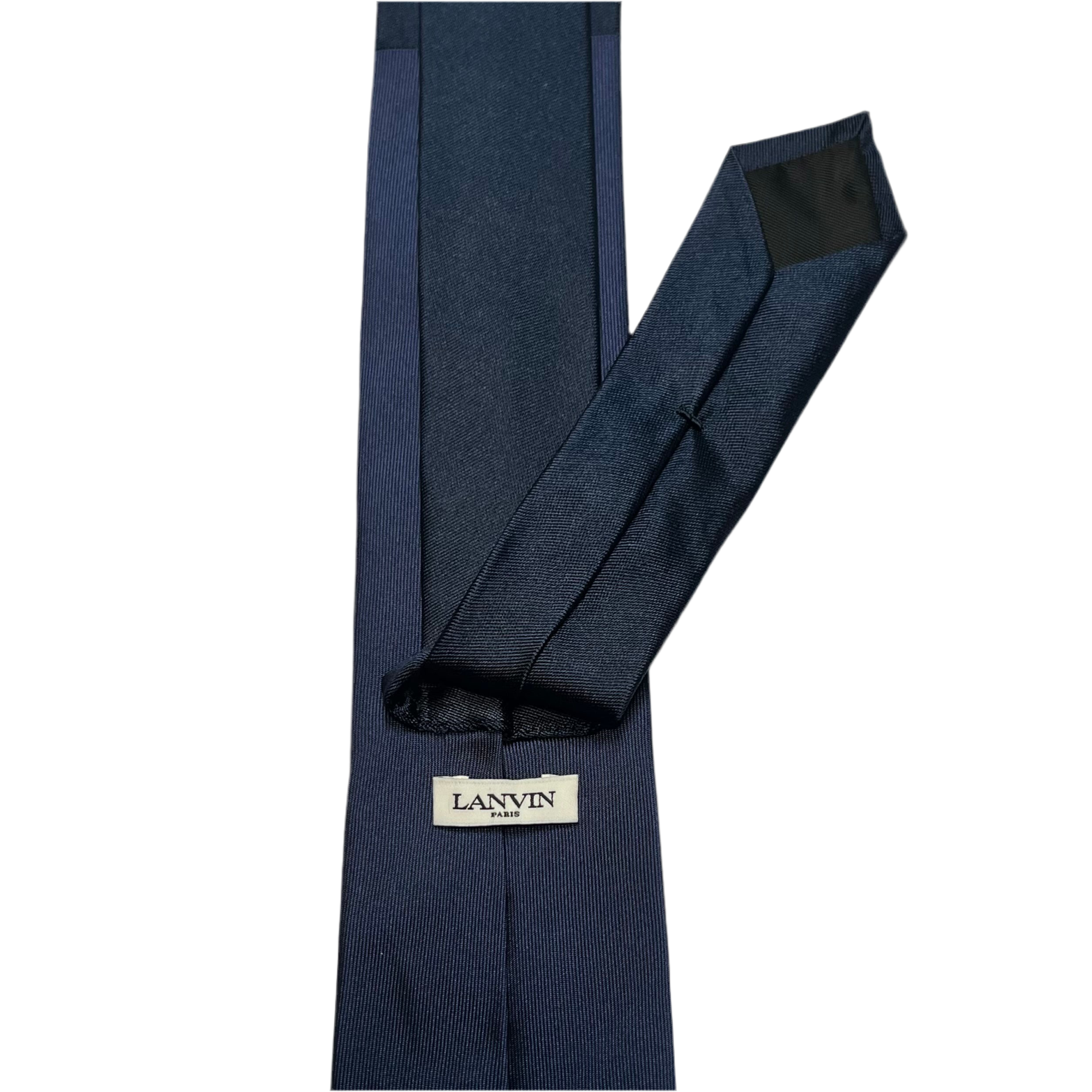 Lanvin Blue Navy Logo Cravatta