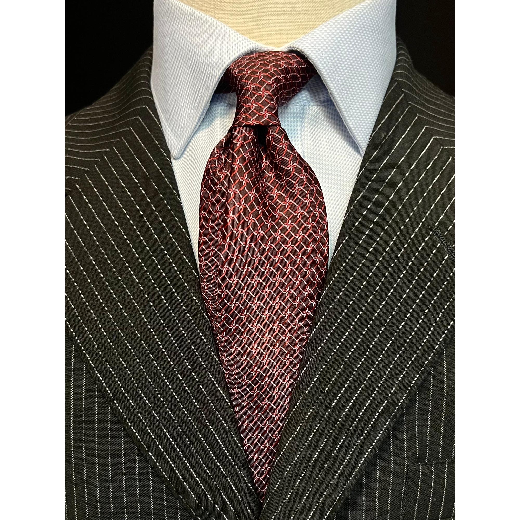Lanvin Printed Burgundy Ring Cravatta Necktie