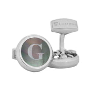 Monogram 蚀刻银袖扣带夹扣盖