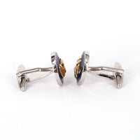 Gold Coffee Beans Cufflink in Dark Blue