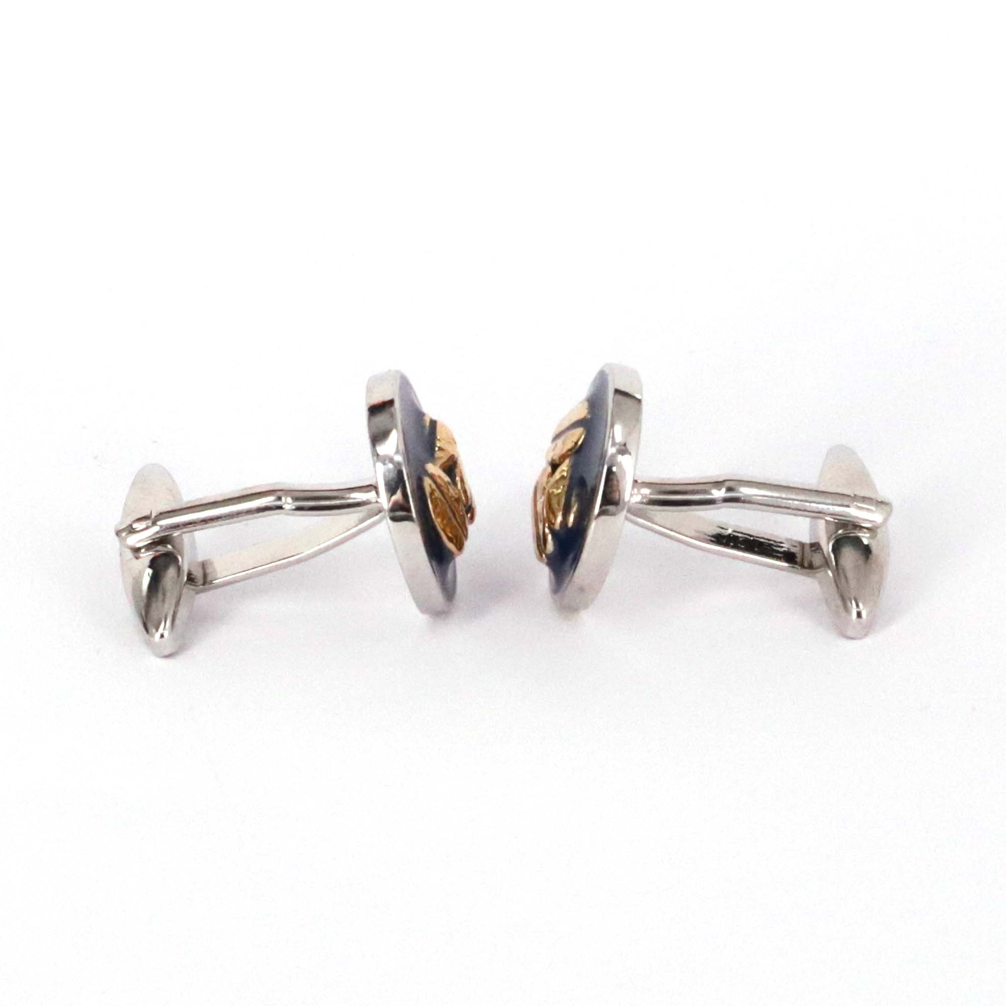 Gold Coffee Beans Cufflink in Dark Blue