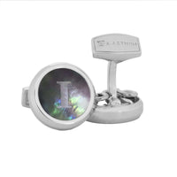 Monogram 蚀刻银袖扣带夹扣盖