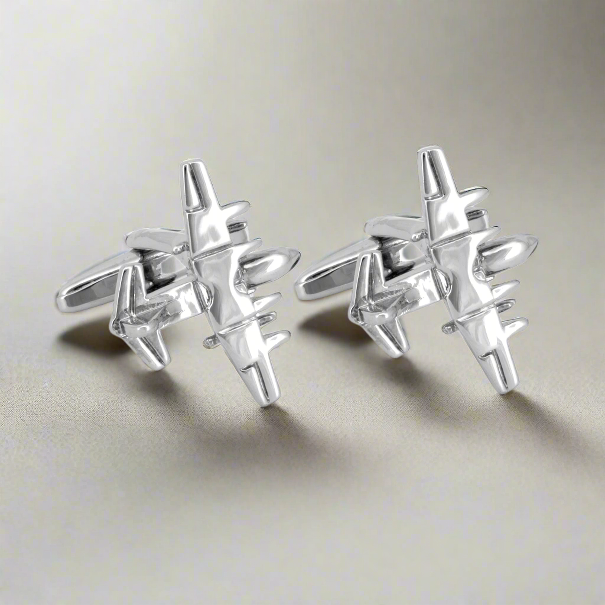 银色 MarZthomson 战斗机袖扣 - 飞机袖扣