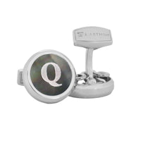 Monogram 蚀刻银袖扣带夹扣盖