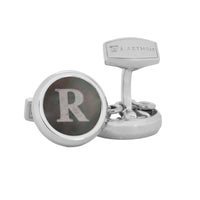 Monogram 蚀刻银袖扣带夹扣盖