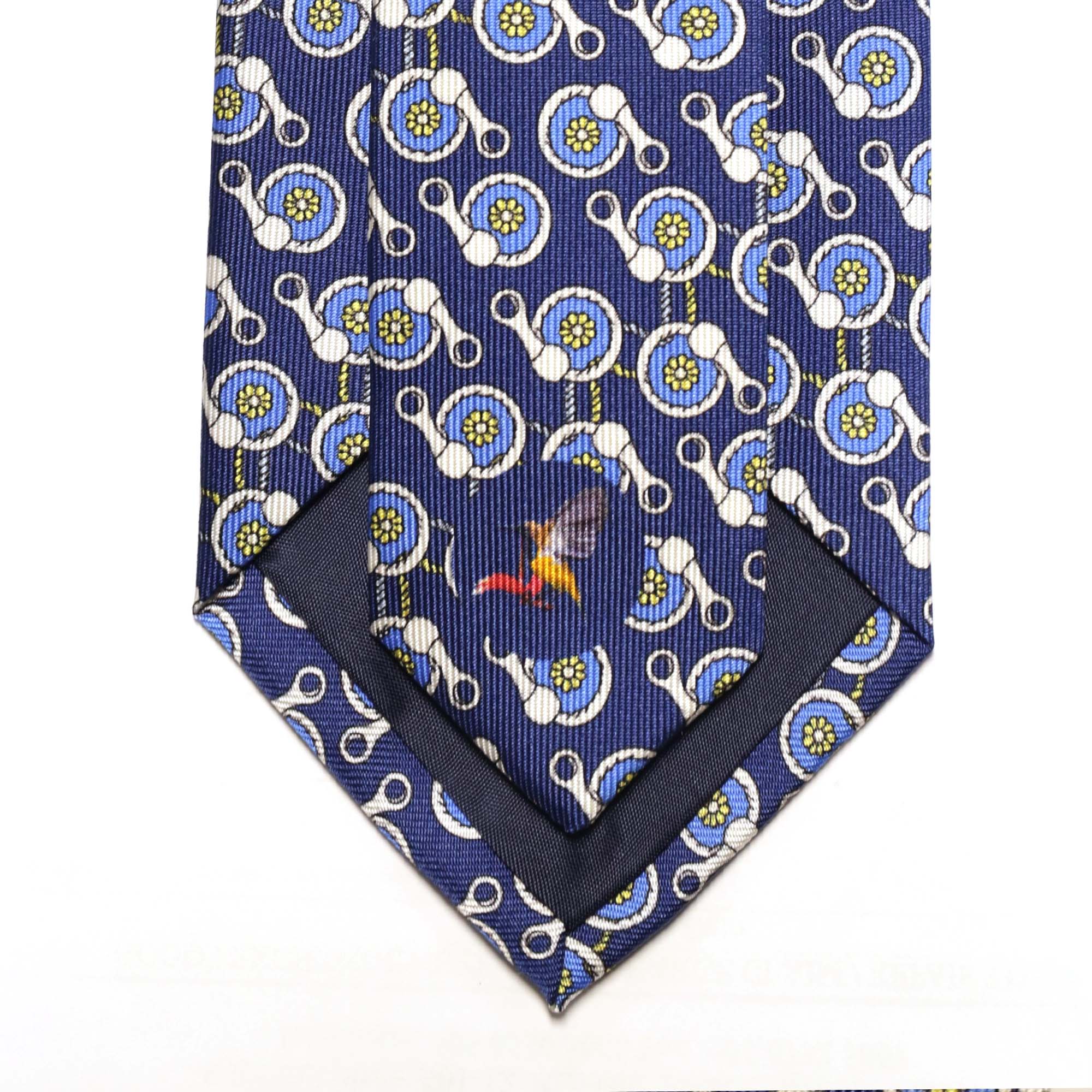MonsterTie Printed Ring Rope Round Navy Necktie