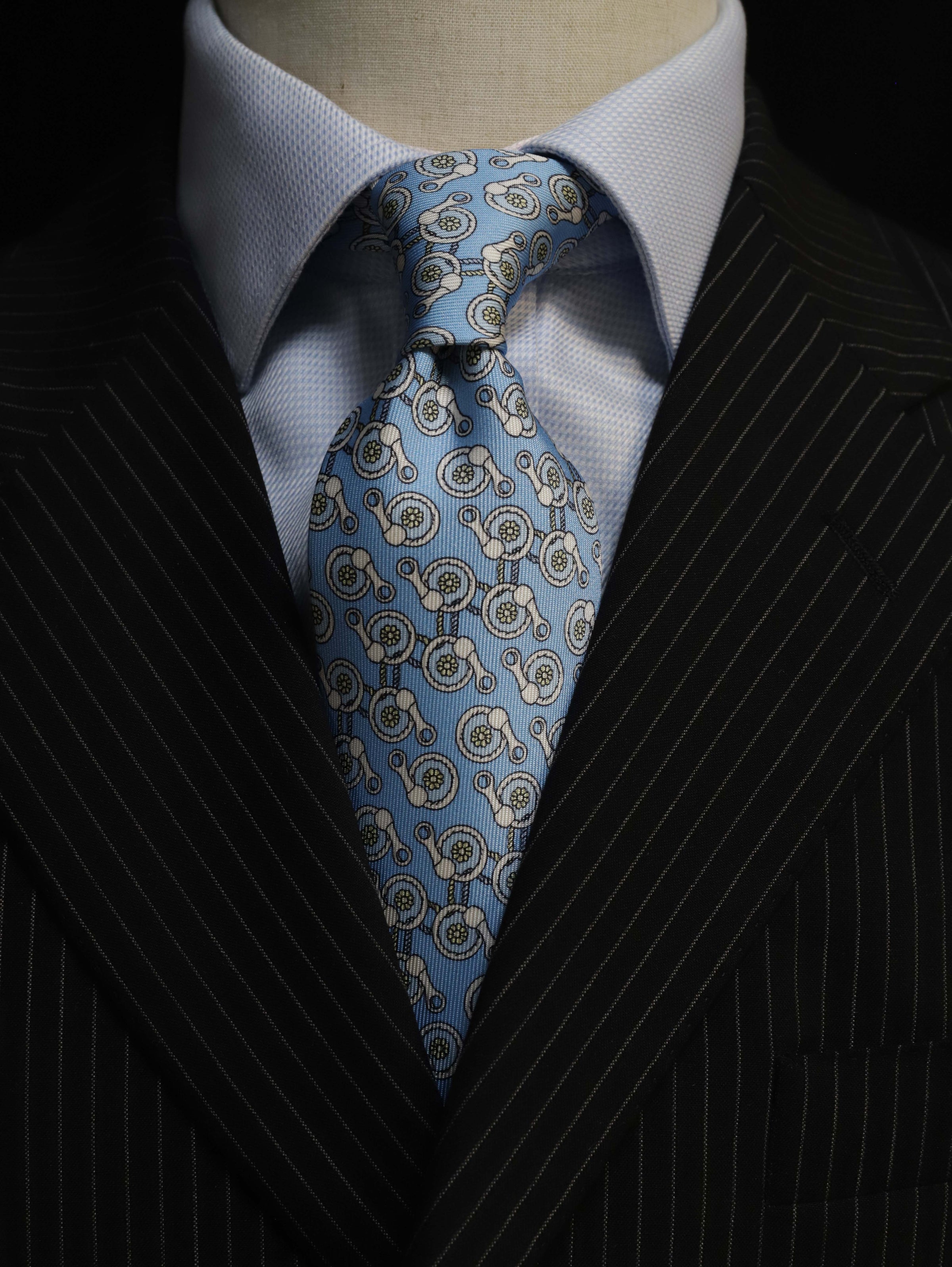 MonsterTie Printed Ring Rope Round Light BlueNecktie