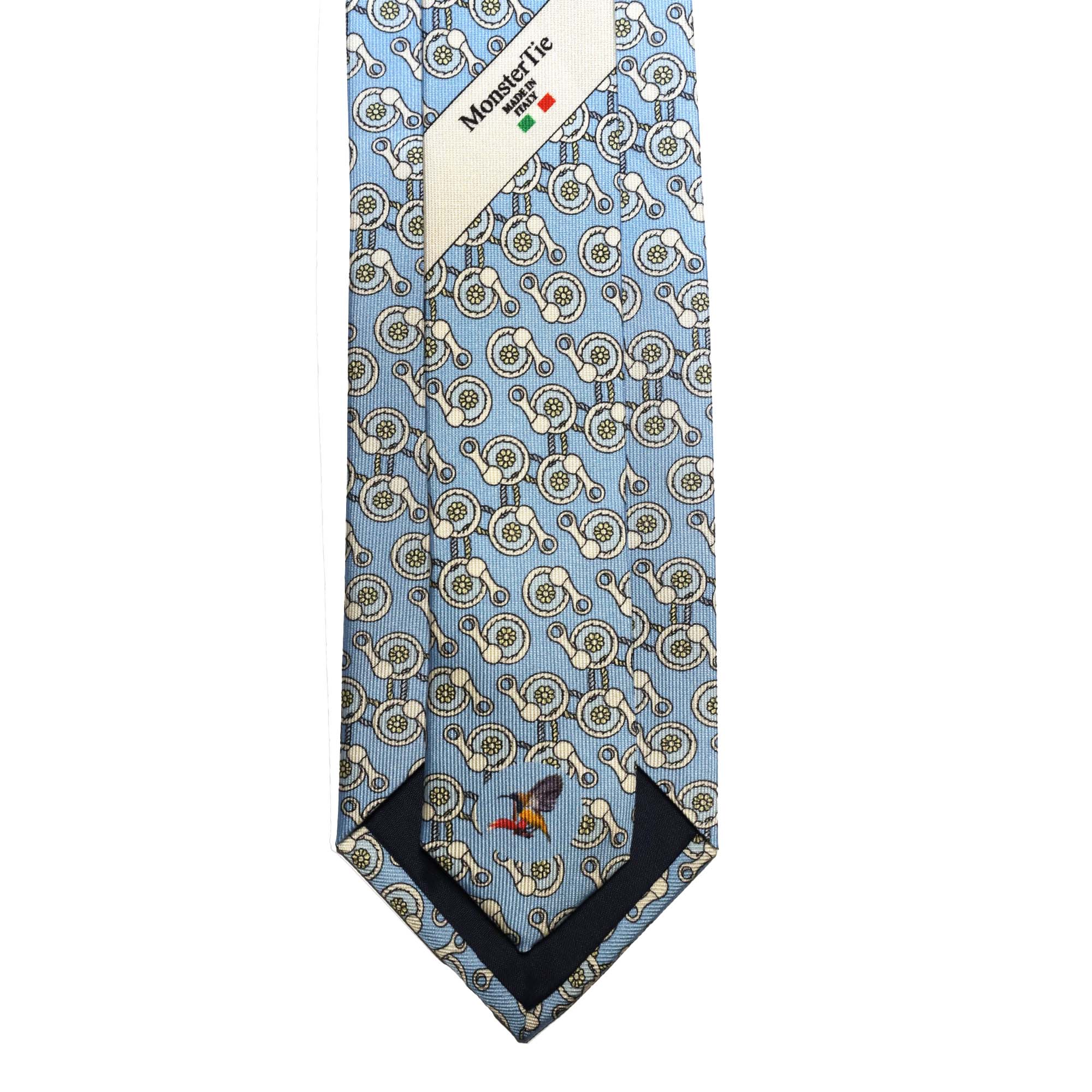 MonsterTie Printed Ring Rope Round Light BlueNecktie