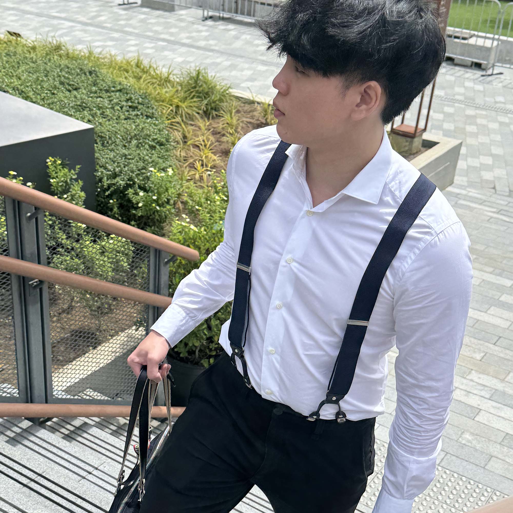 Orobianco L’unique Solid stripe Grey Suspender