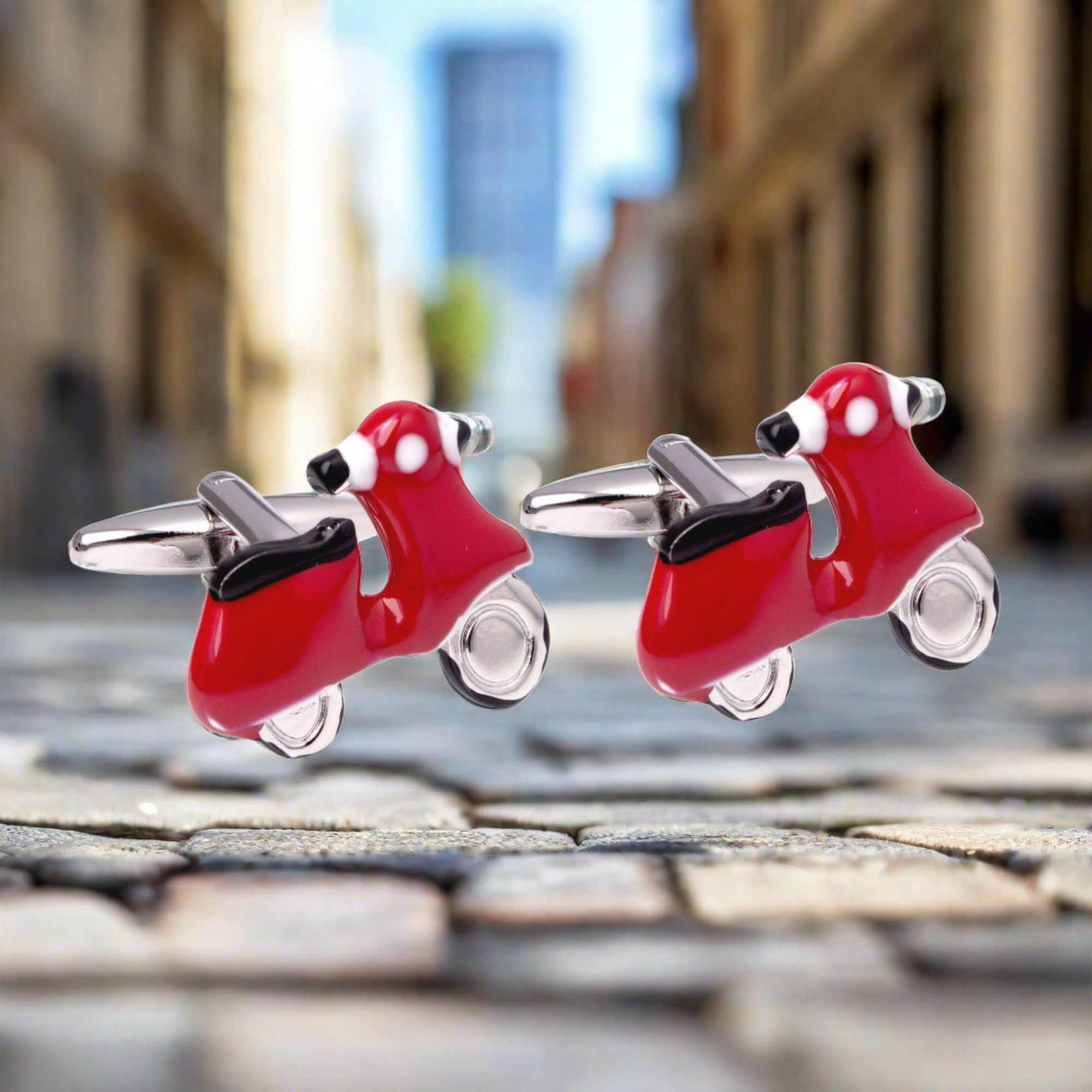 Vespa 袖扣,红色 M 踏板车袖扣