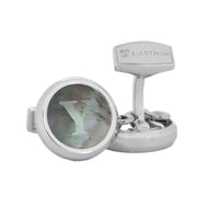 Monogram 蚀刻银袖扣带夹扣盖