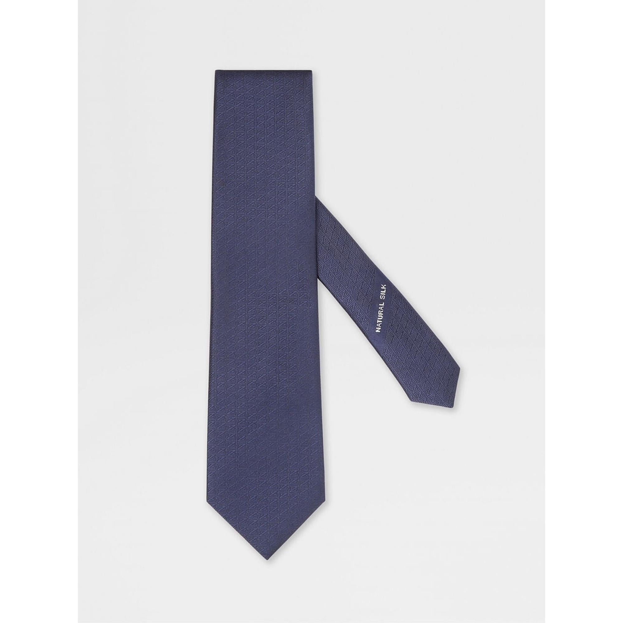 DARK BLUE NATURAL SILK TIE