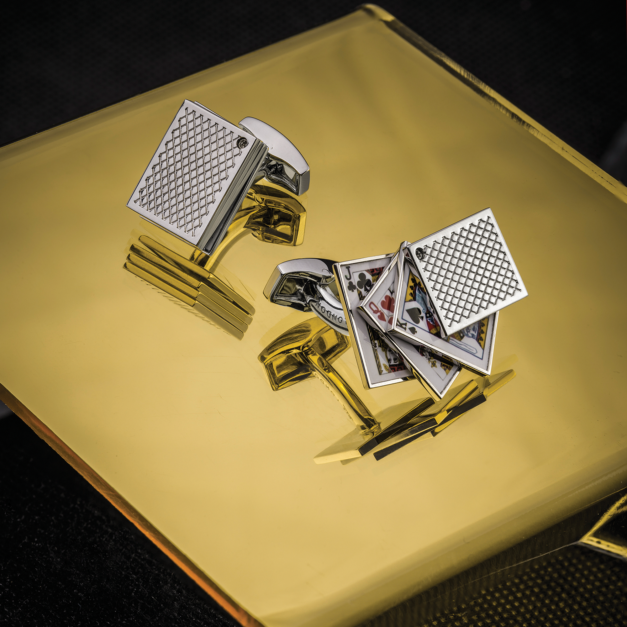 Playing Card Cufflinks in Palladium Plated