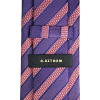 8cm Woven Pink with Indigo Striped Necktie-Cufflinks.com.sg | Neckties.com.sg